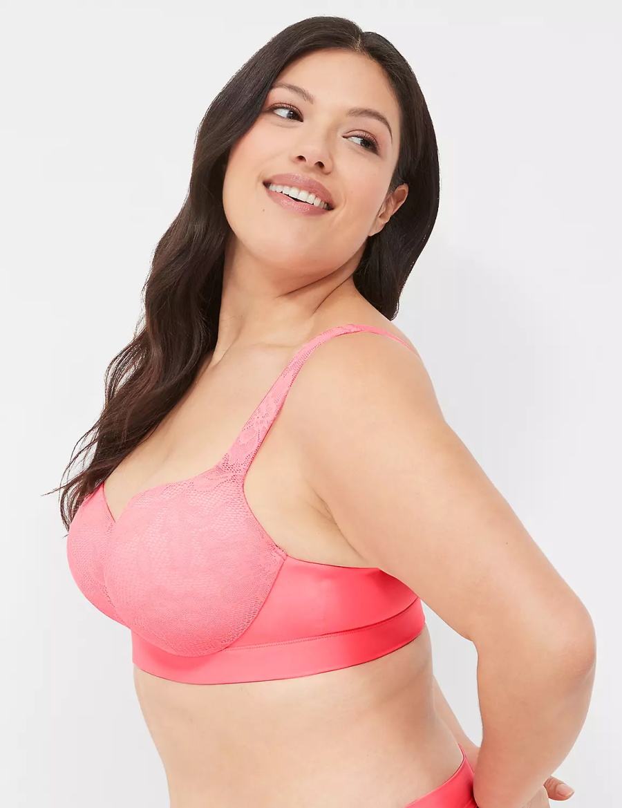 Women Lane Bryant Comfort Bliss Lightly Lined Balconette Bra Pink | UGP941KC