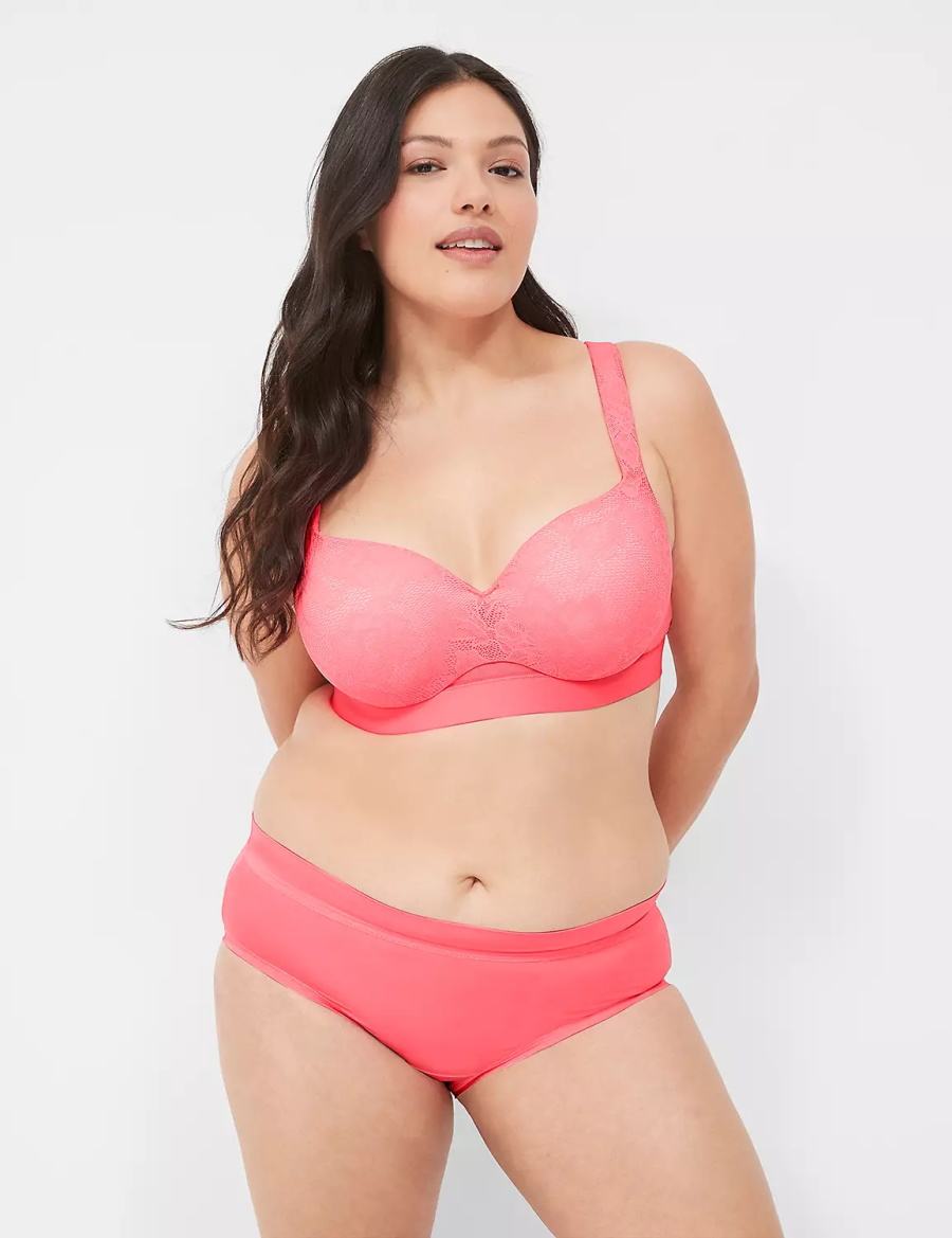 Women Lane Bryant Comfort Bliss Lightly Lined Balconette Bra Pink | UGP941KC