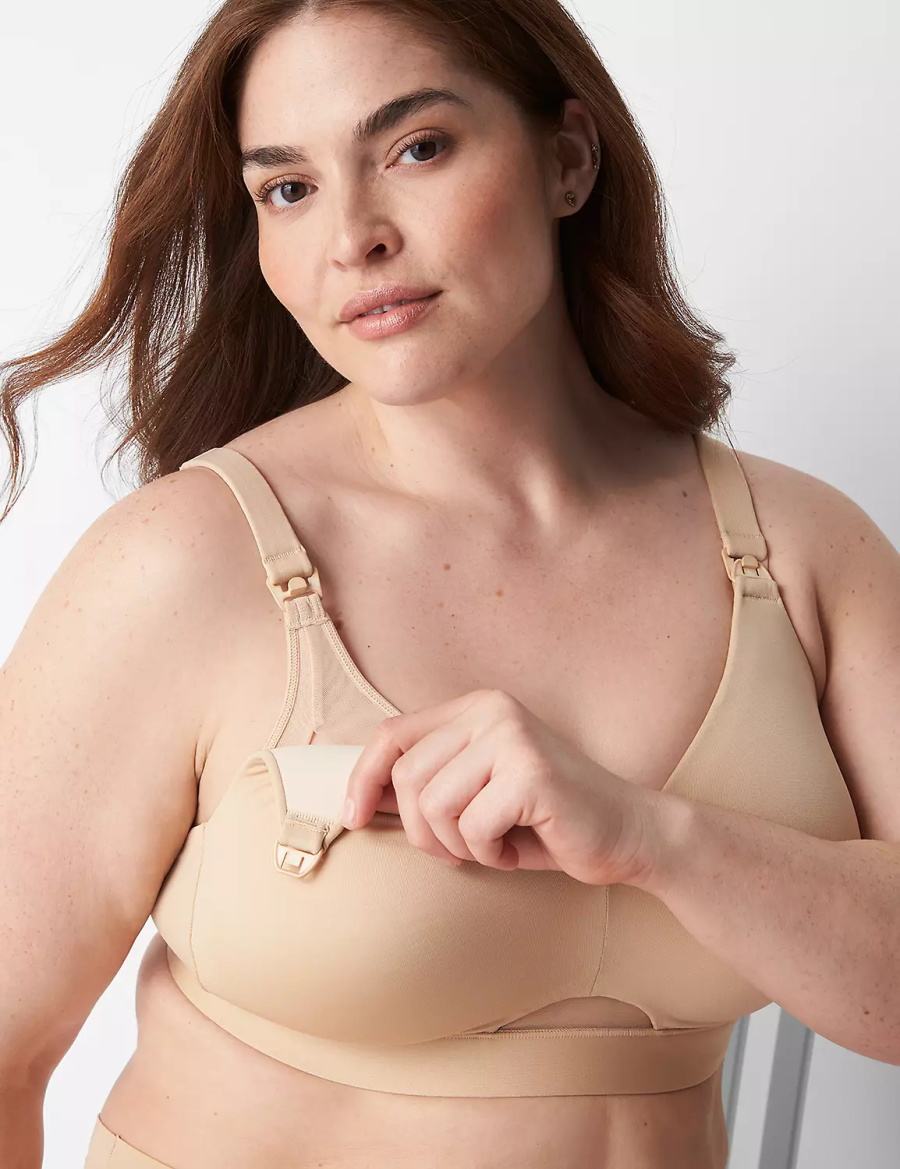 Women Lane Bryant Comfort Bliss Nursing Bralettes Beige | DBK5172PD