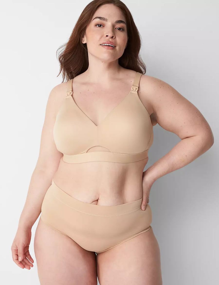 Women Lane Bryant Comfort Bliss Nursing Bralettes Beige | DBK5172PD