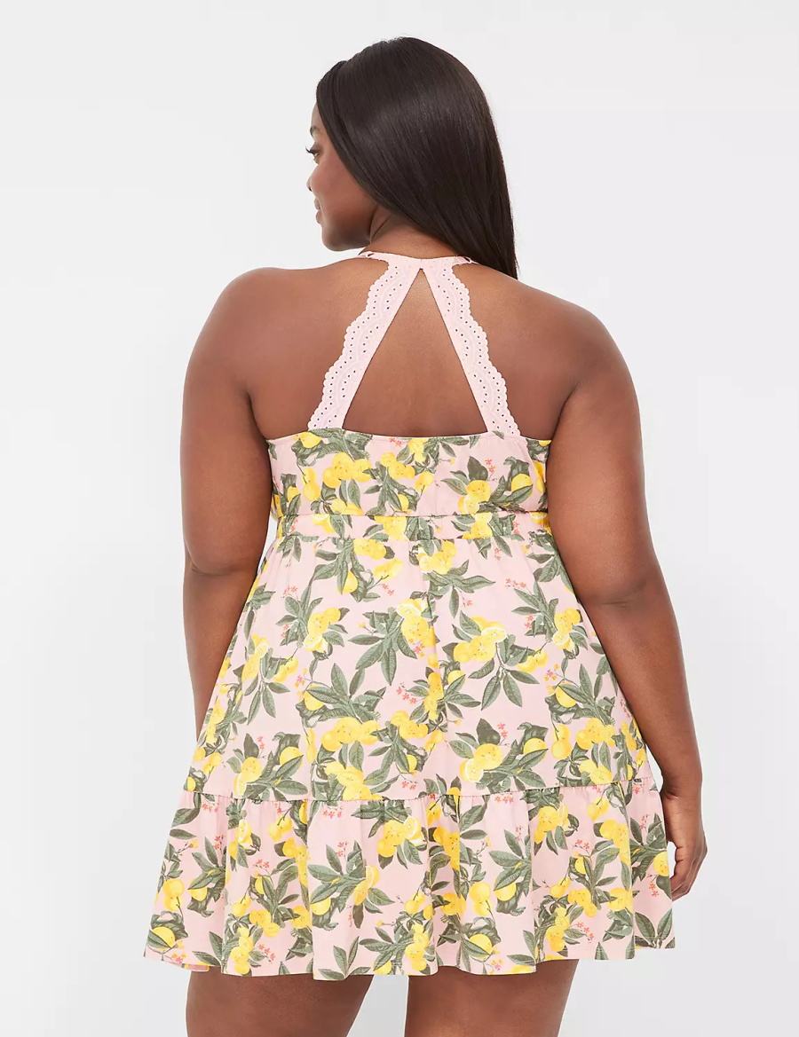 Women Lane Bryant Comfy Cotton Strappy-Back Chemise Dress Yellow | OJT8275QU