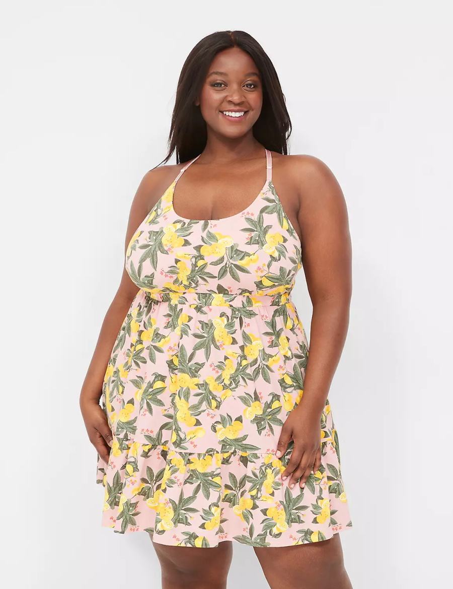 Women Lane Bryant Comfy Cotton Strappy-Back Chemise Dress Yellow | OJT8275QU