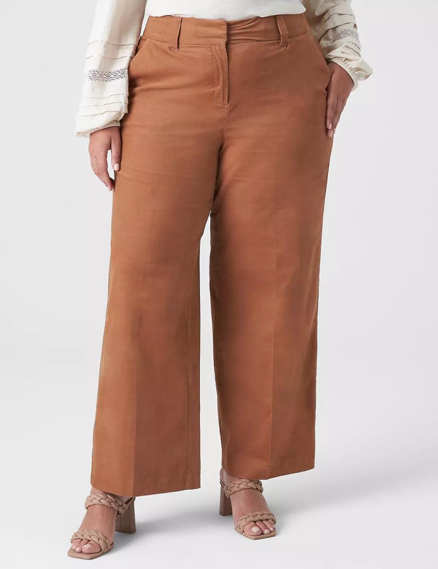 Women Lane Bryant Corduroy Trouser Pants Brown | LUG5823DZ