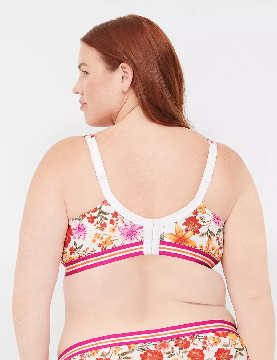 Women Lane Bryant Cotton Boost Plunge Bralettes White | HNS3321DB