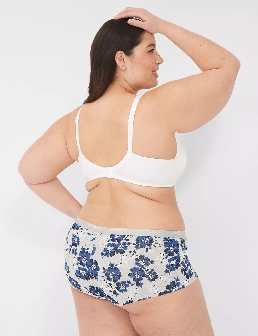 Women Lane Bryant Cotton Boyshort Briefs Blue Grey | BJB1388CB