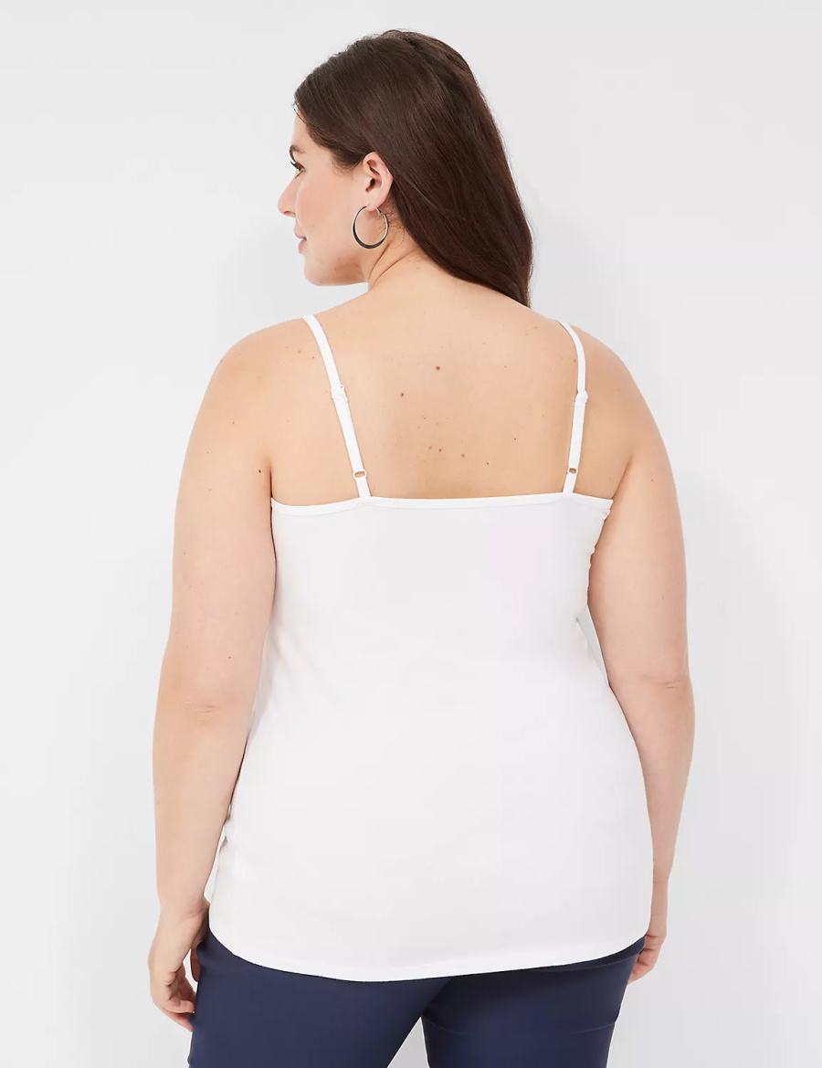 Women Lane Bryant Cotton Cami Tank Top White | DJL8638RP