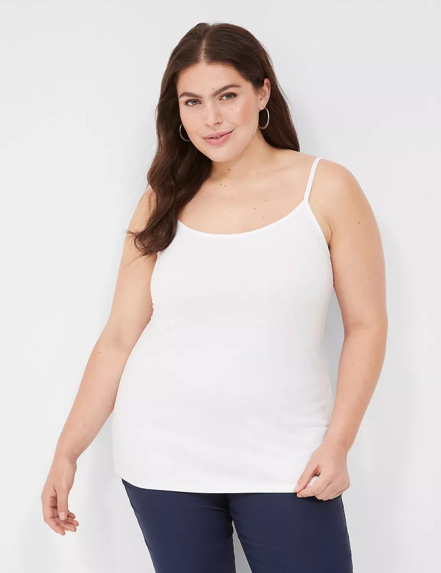 Women Lane Bryant Cotton Cami Tank Top White | DJL8638RP