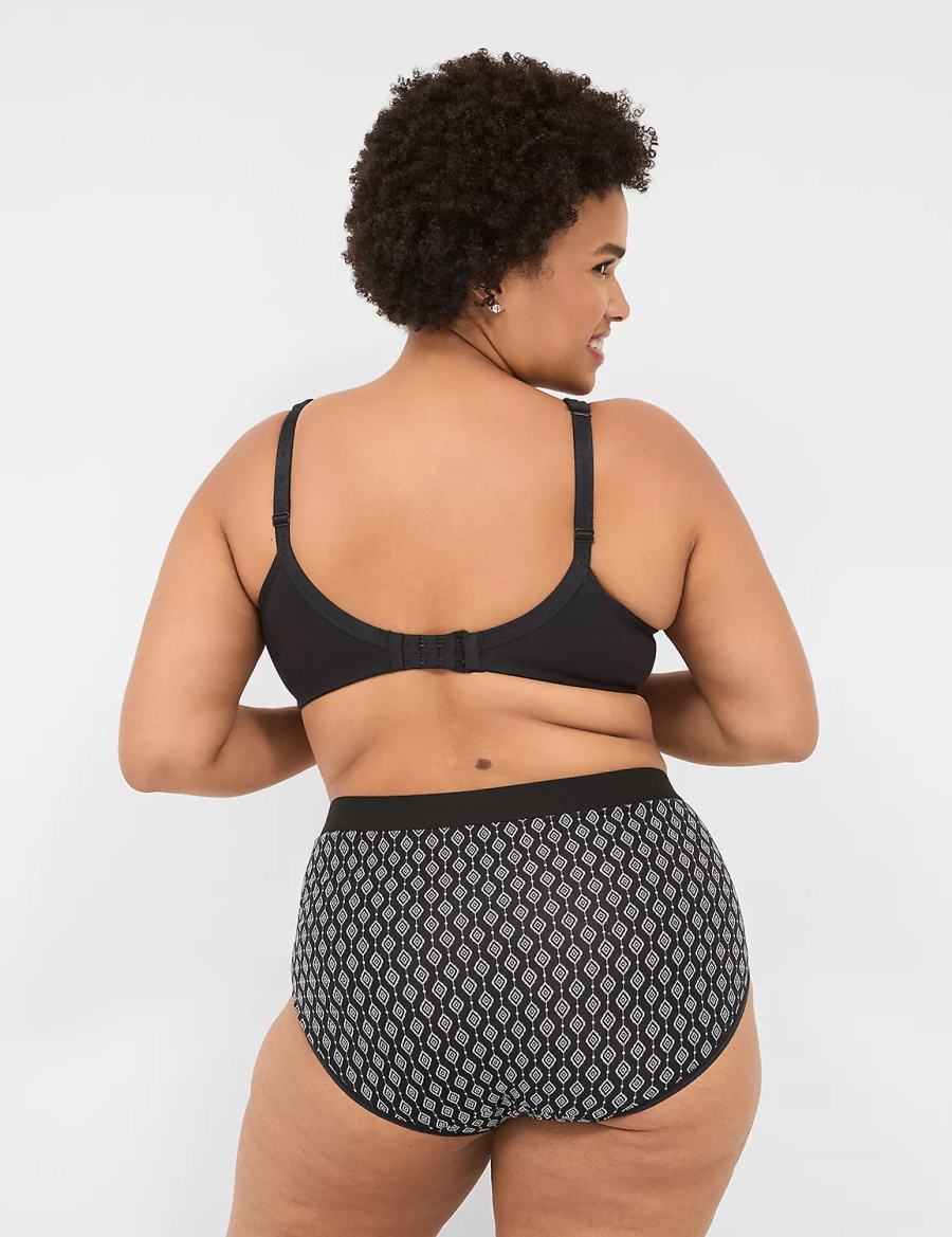 Women Lane Bryant Cotton Full With Wide Waistband Briefs Black | UWS4455JQ