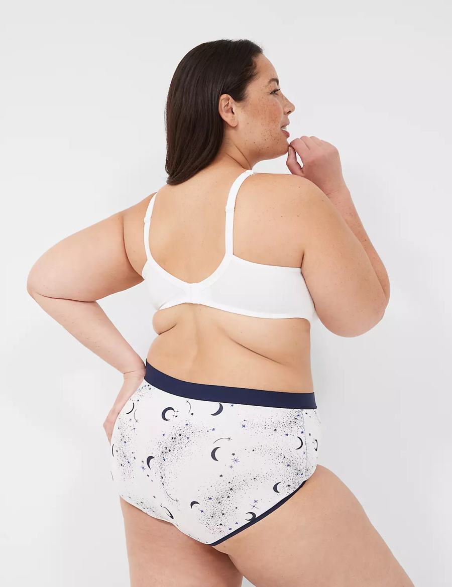 Women Lane Bryant Cotton Full With Wide Waistband Briefs White | JYF5746PE