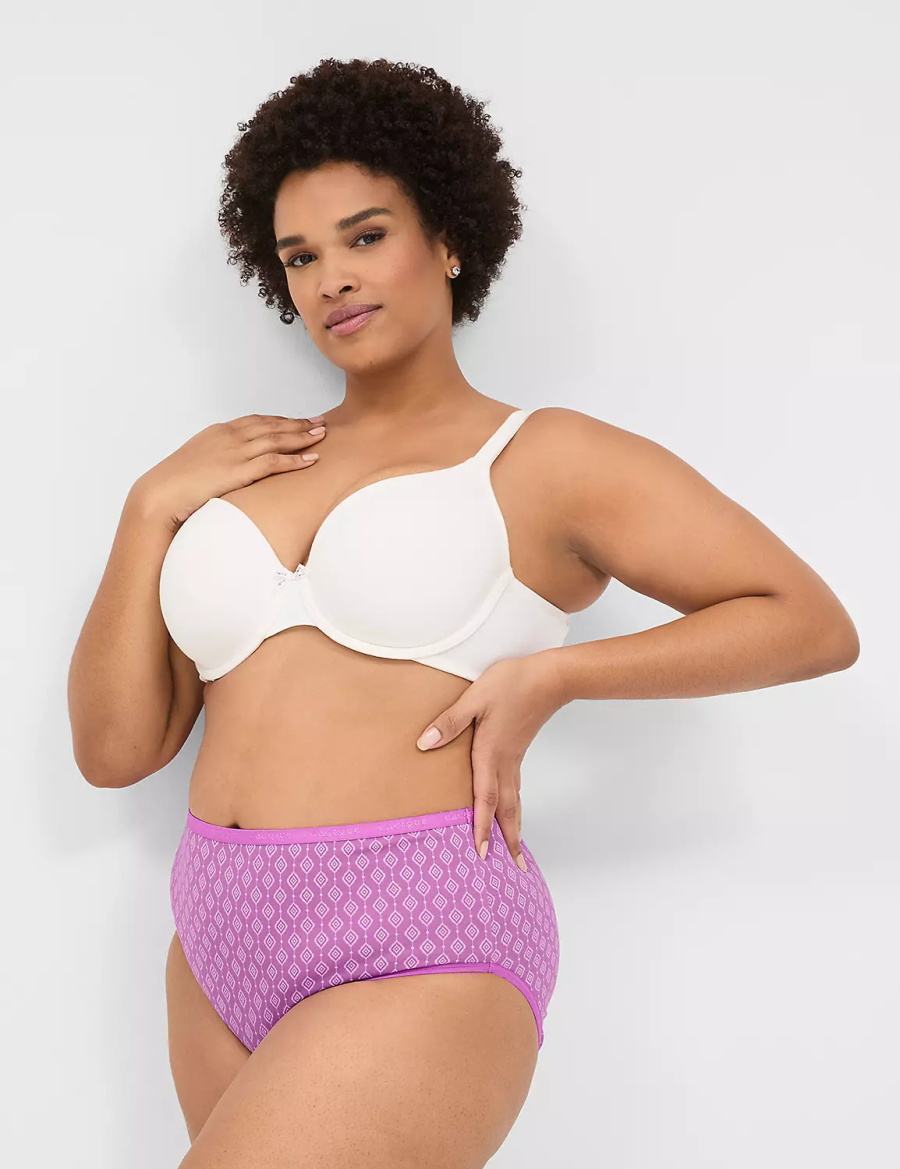 Women Lane Bryant Cotton High-Leg Briefs Purple | KSF7237PR