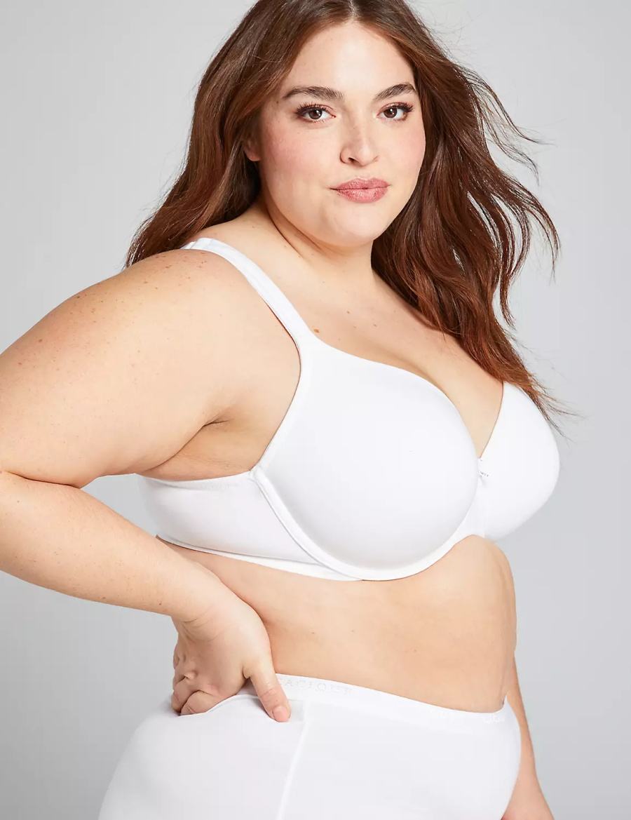 Women Lane Bryant Cotton Lightly Lined Full Coverage Bralettes White | KTN4388JF