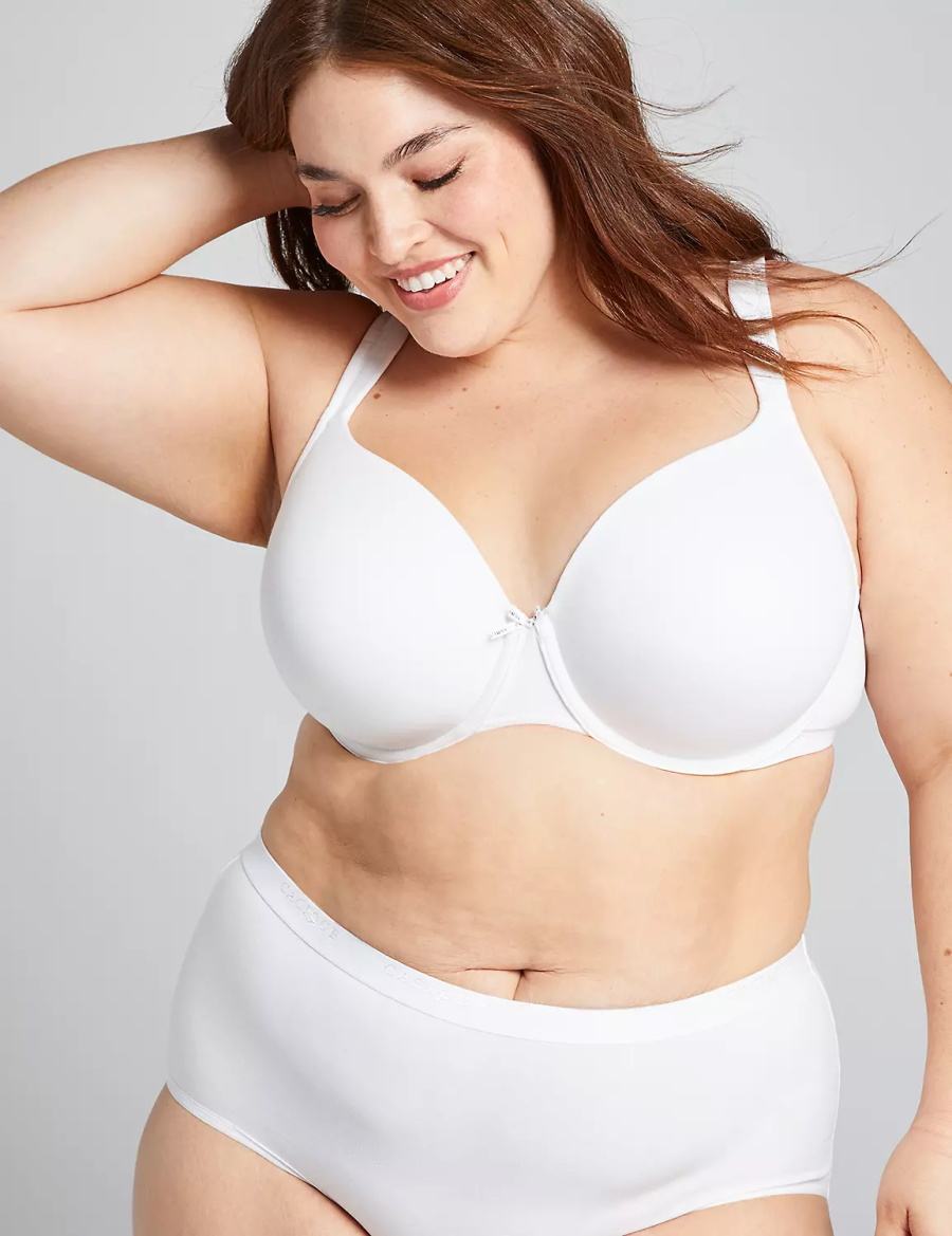 Women Lane Bryant Cotton Lightly Lined Full Coverage Bralettes White | KTN4388JF