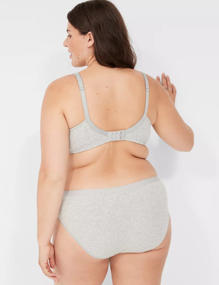 Women Lane Bryant Cotton With Lace Waist Hipster Panty Light Grey | BSB3193TP