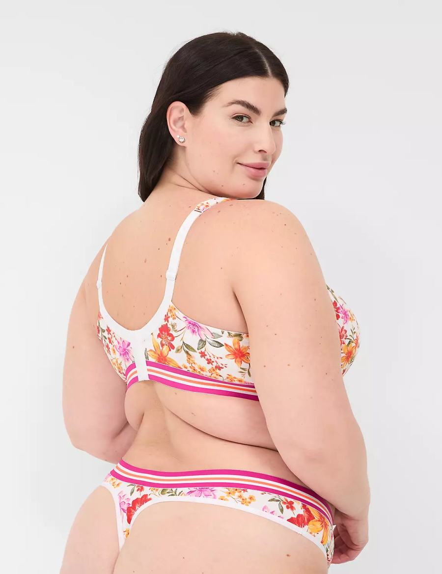 Women Lane Bryant Cotton With Wide Waistband Thong Panty Orange Multicolor | OBJ4844NE