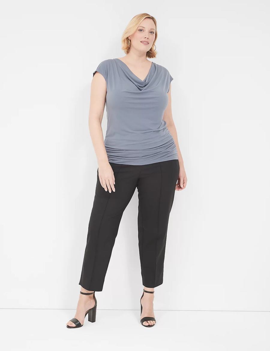 Women Lane Bryant Cowlneck Shirred-Side Top T Shirts Grey | QRM8380AG