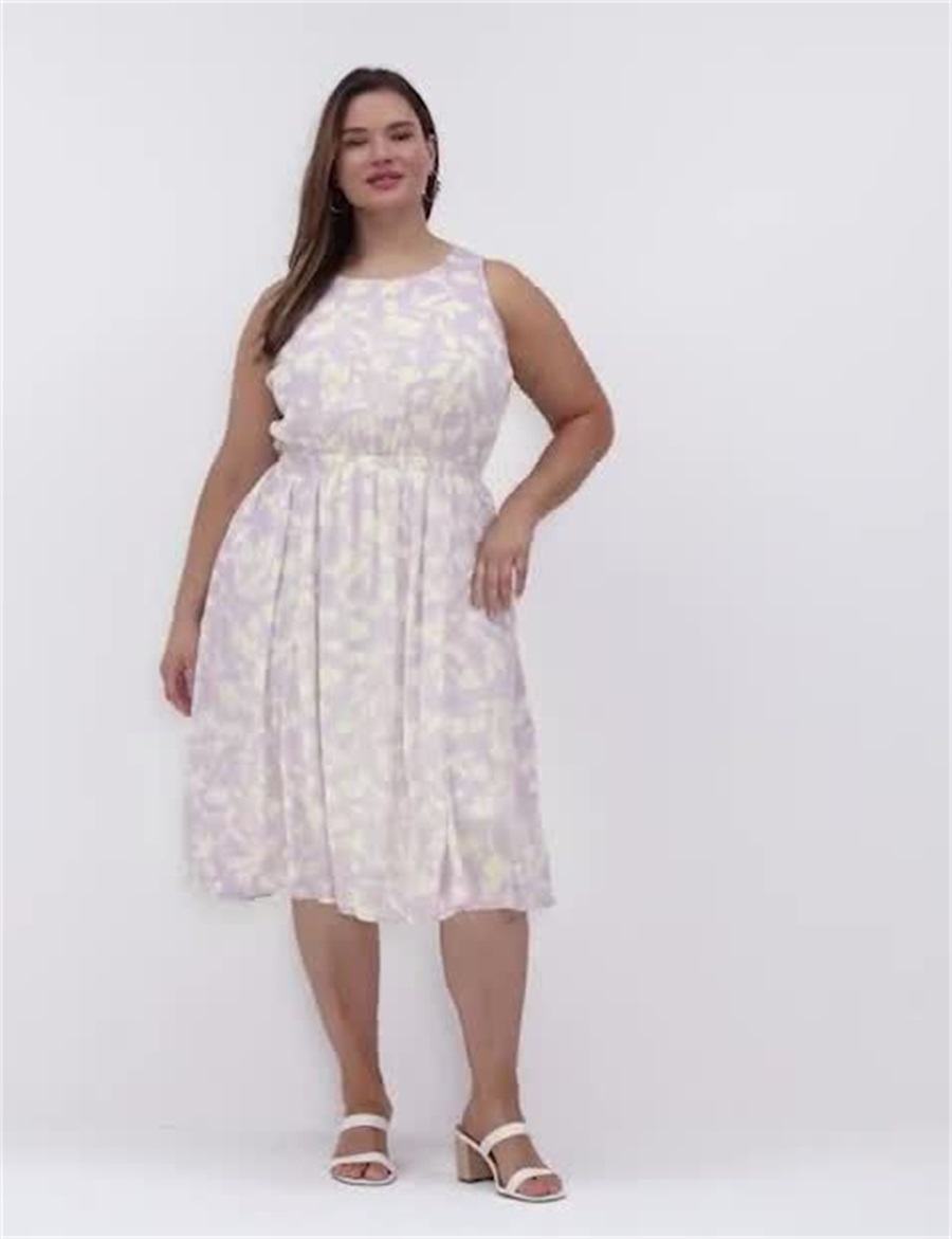 Women Lane Bryant Crew-Neck Fit & Flare Midi Dress Purple | ZQA2623DG