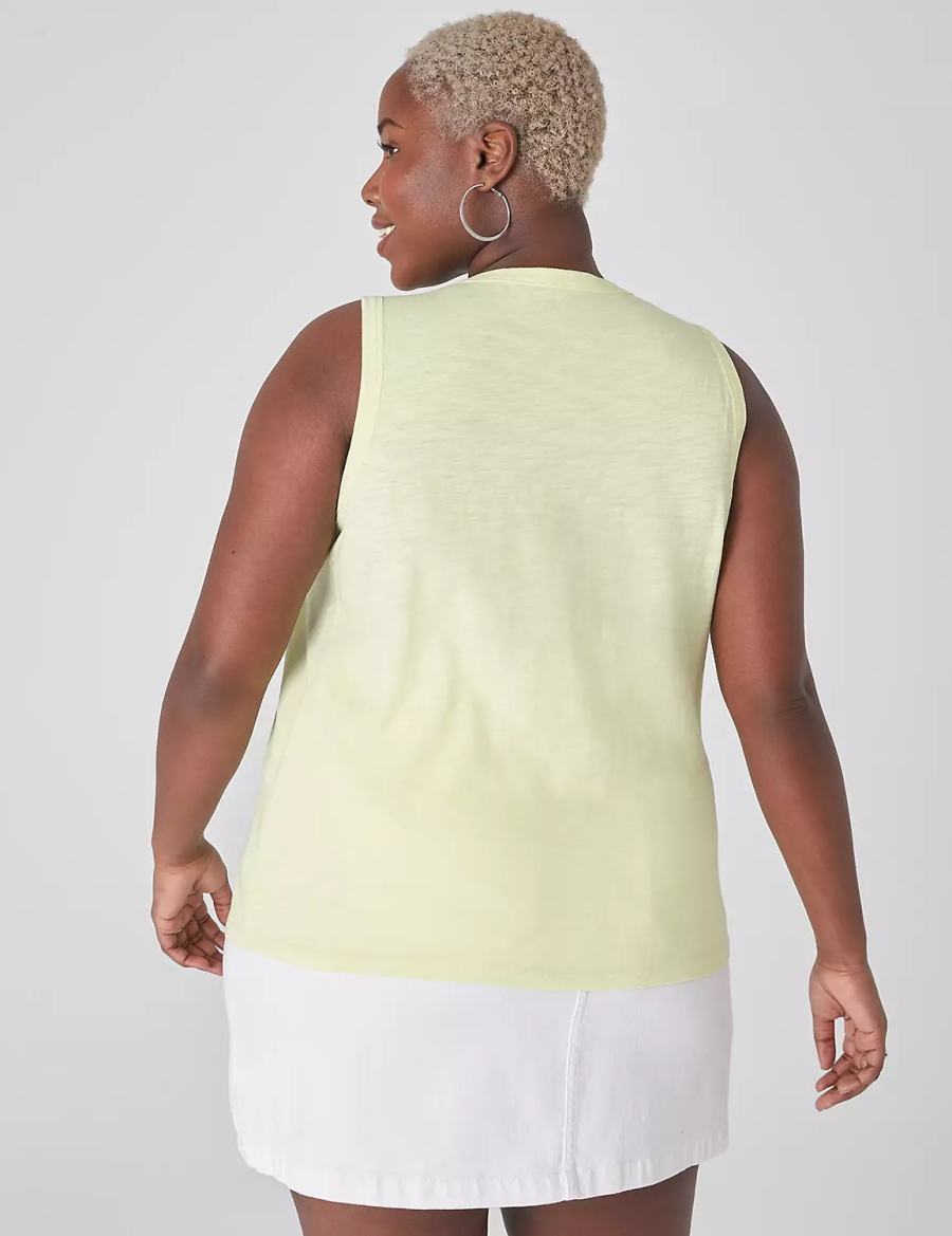 Women Lane Bryant Crew-Neck Tank Top Light Green Yellow | FXT293AV