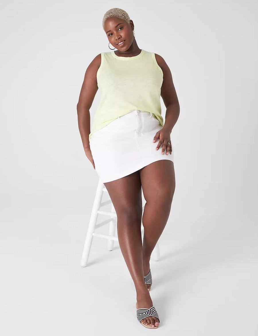 Women Lane Bryant Crew-Neck Tank Top Light Green Yellow | FXT293AV