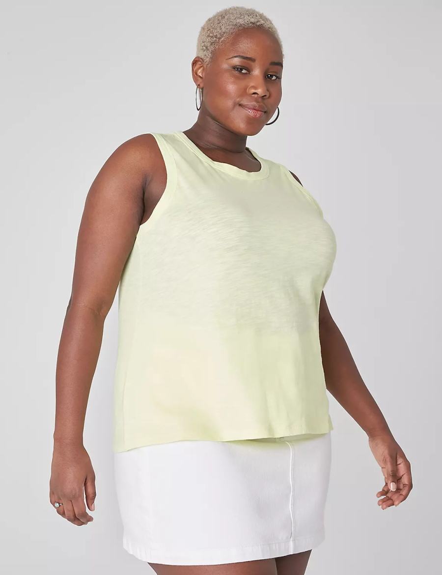 Women Lane Bryant Crew-Neck Tank Top Light Green Yellow | FXT293AV