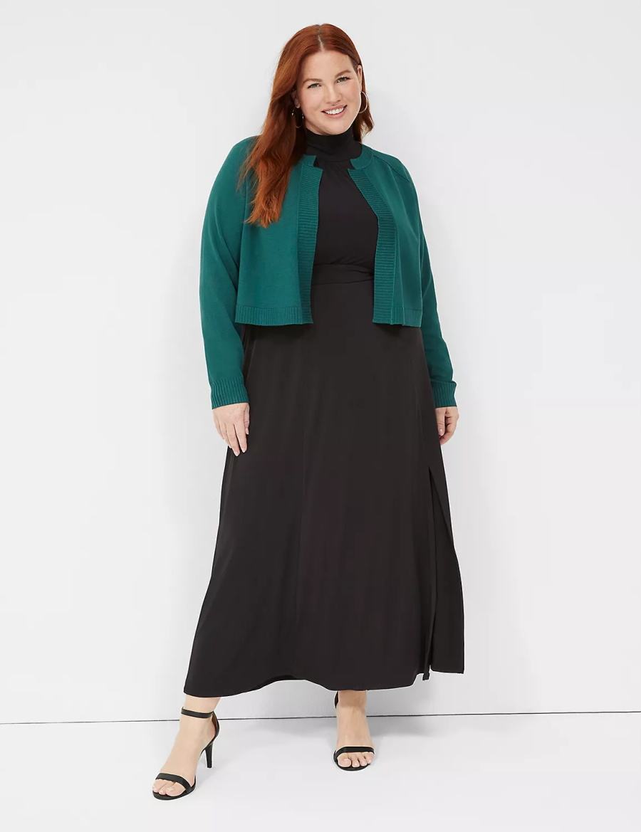 Women Lane Bryant Crop Open-Front Shrug Sweaters Green | EDW1623HX