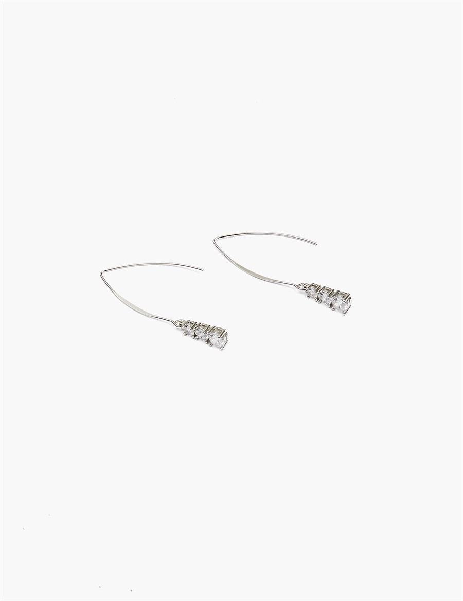 Women Lane Bryant Crystal Wire Drop Earrings Silver | JZK1673XH