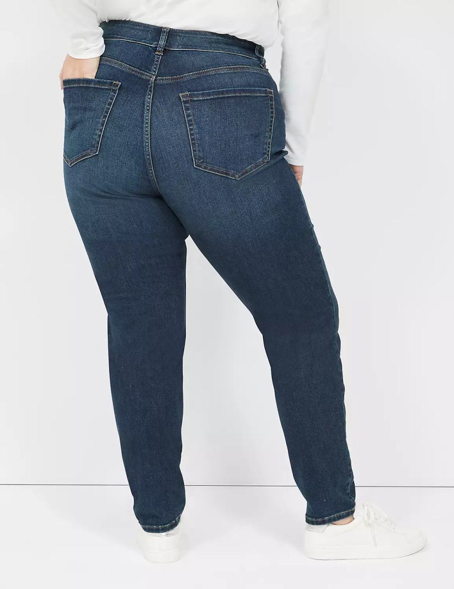 Women Lane Bryant Curvy Fit High-Rise Skinny Jeans Dark Blue | GVG5370IZ