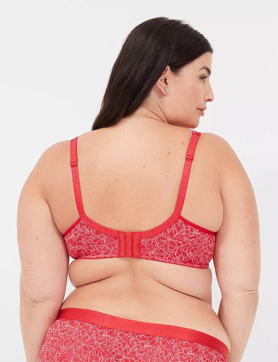 Women Lane Bryant Demi with Lace Unlined Bra Red | TMR5222DS