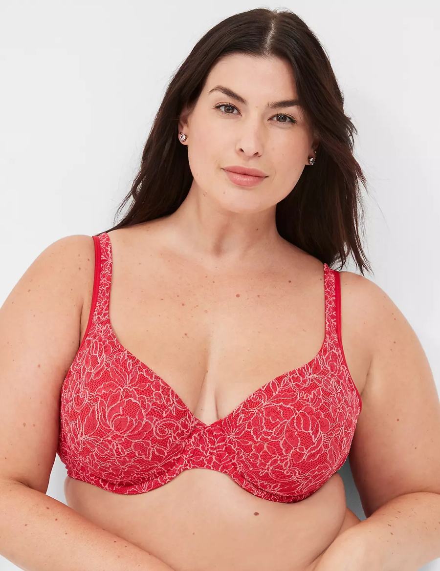 Women Lane Bryant Demi with Lace Unlined Bra Red | TMR5222DS