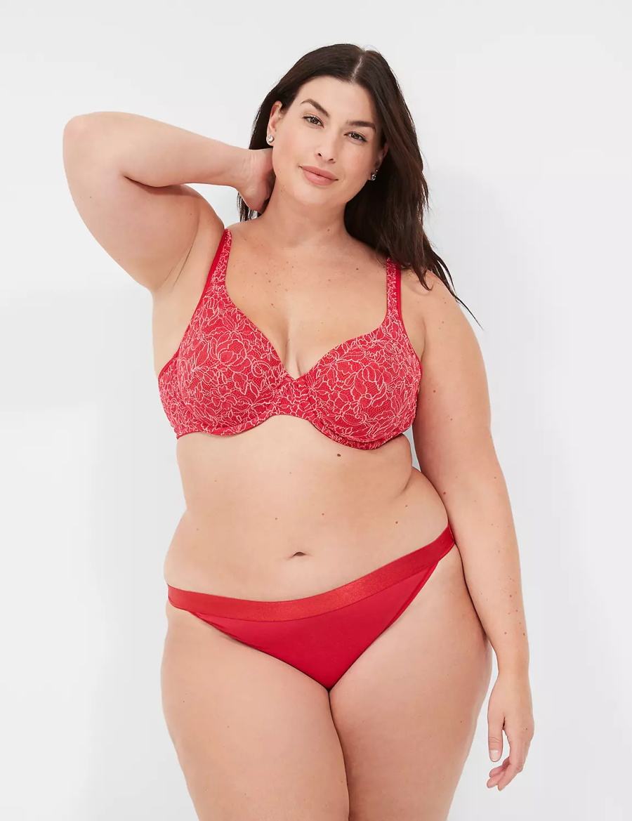 Women Lane Bryant Demi with Lace Unlined Bra Red | TMR5222DS