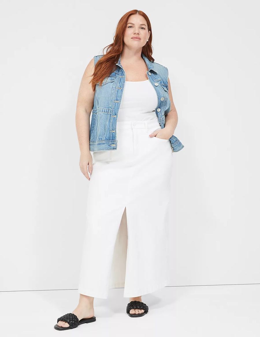 Women Lane Bryant Denim Vest Blue | WDY9428MT