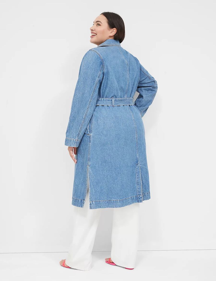 Women Lane Bryant Denimed Trench Trench Coat Blue | LSU4750VO