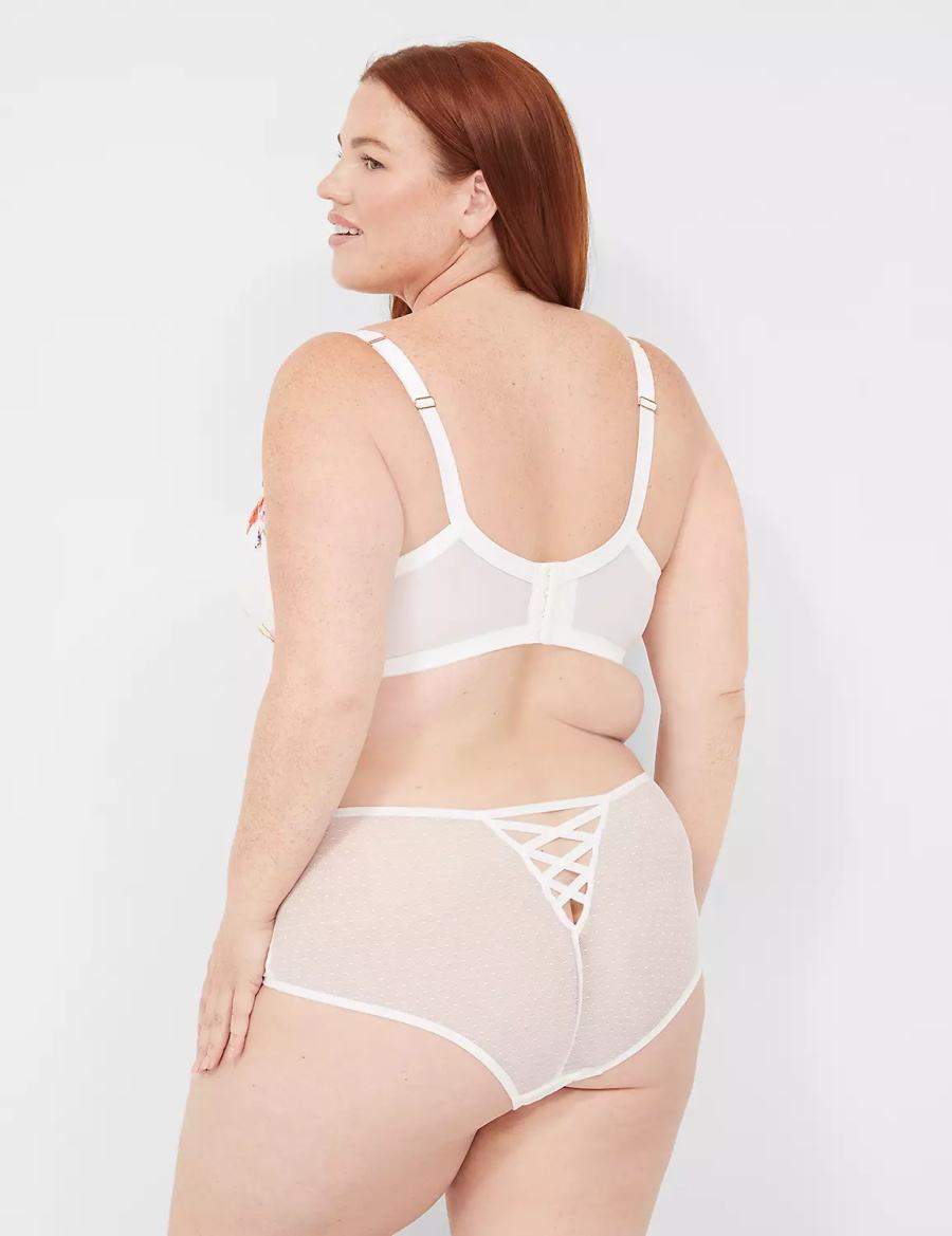 Women Lane Bryant Digital Print Lace Briefs White | JXU7992CE