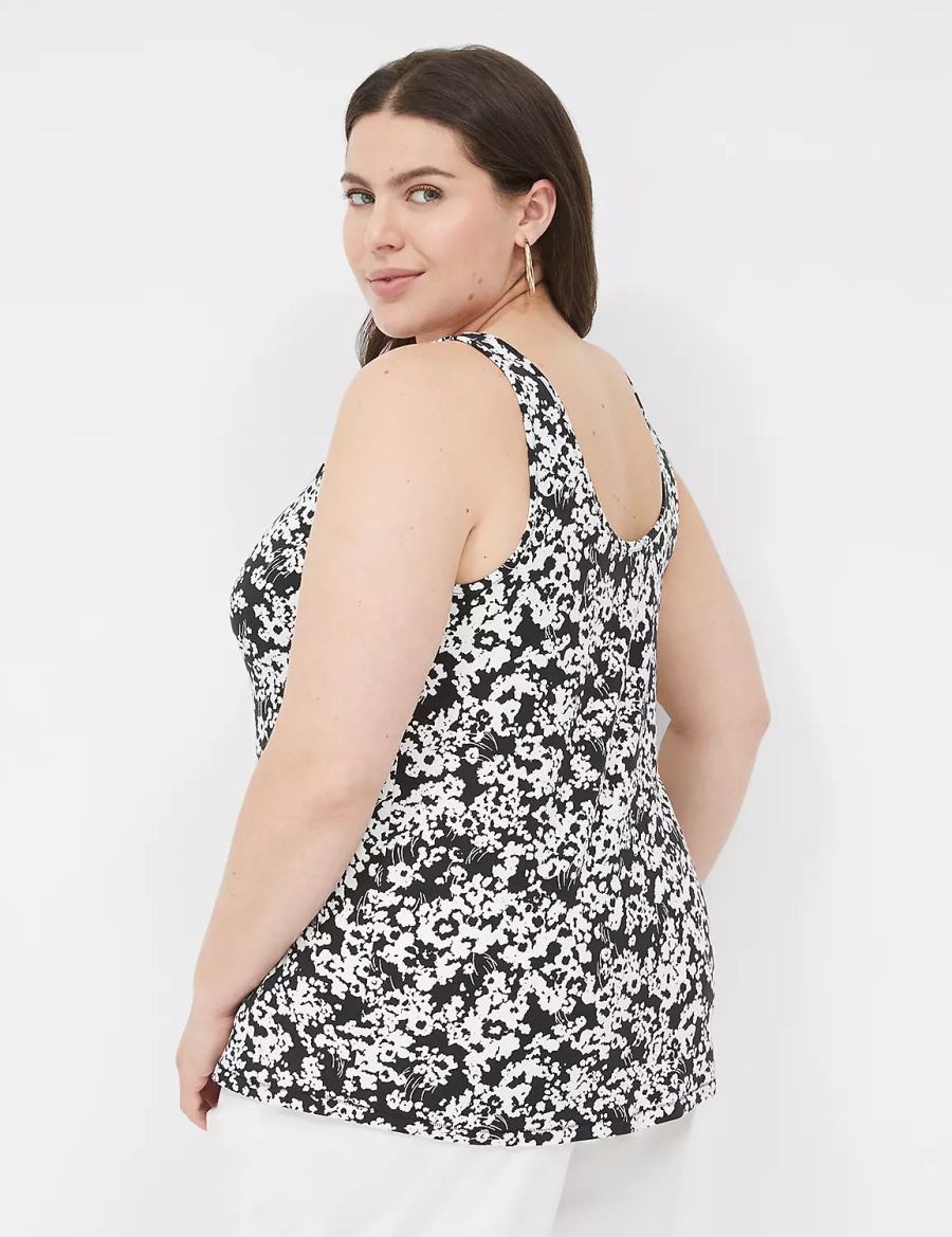 Women Lane Bryant Double Scoop Tank Top Black | HPT9530FW