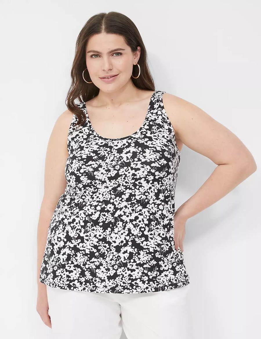 Women Lane Bryant Double Scoop Tank Top Black | HPT9530FW