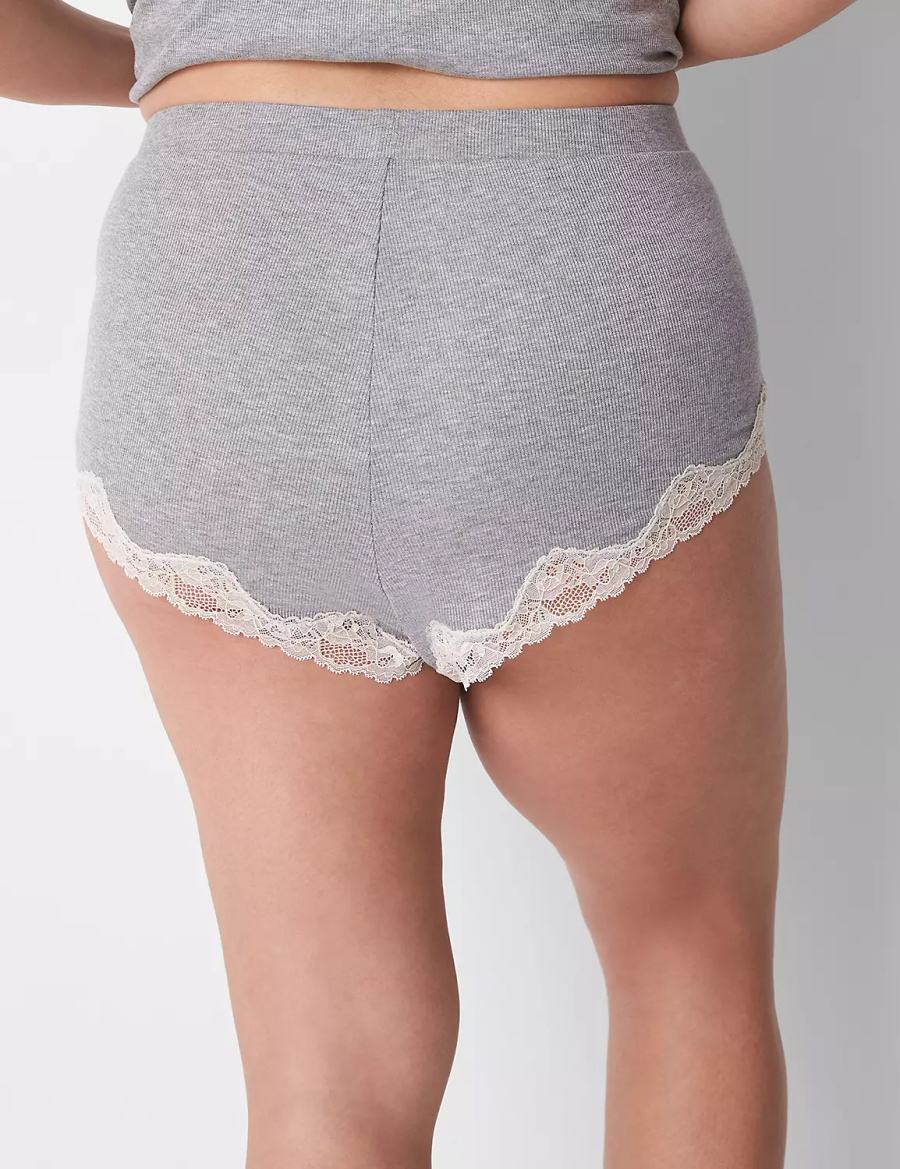 Women Lane Bryant Drapey Rib Sleep Cheeky Shorts Light Grey | QLE9136BD