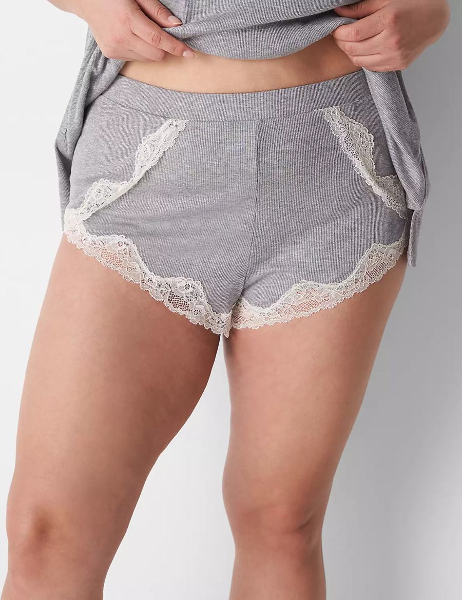 Women Lane Bryant Drapey Rib Sleep Cheeky Shorts Light Grey | QLE9136BD