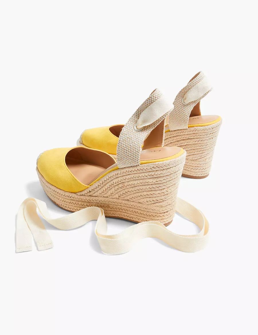 Women Lane Bryant Dream Cloud Ankle-Tie Espadrille Wedge Sandals Yellow | EKX5082LC