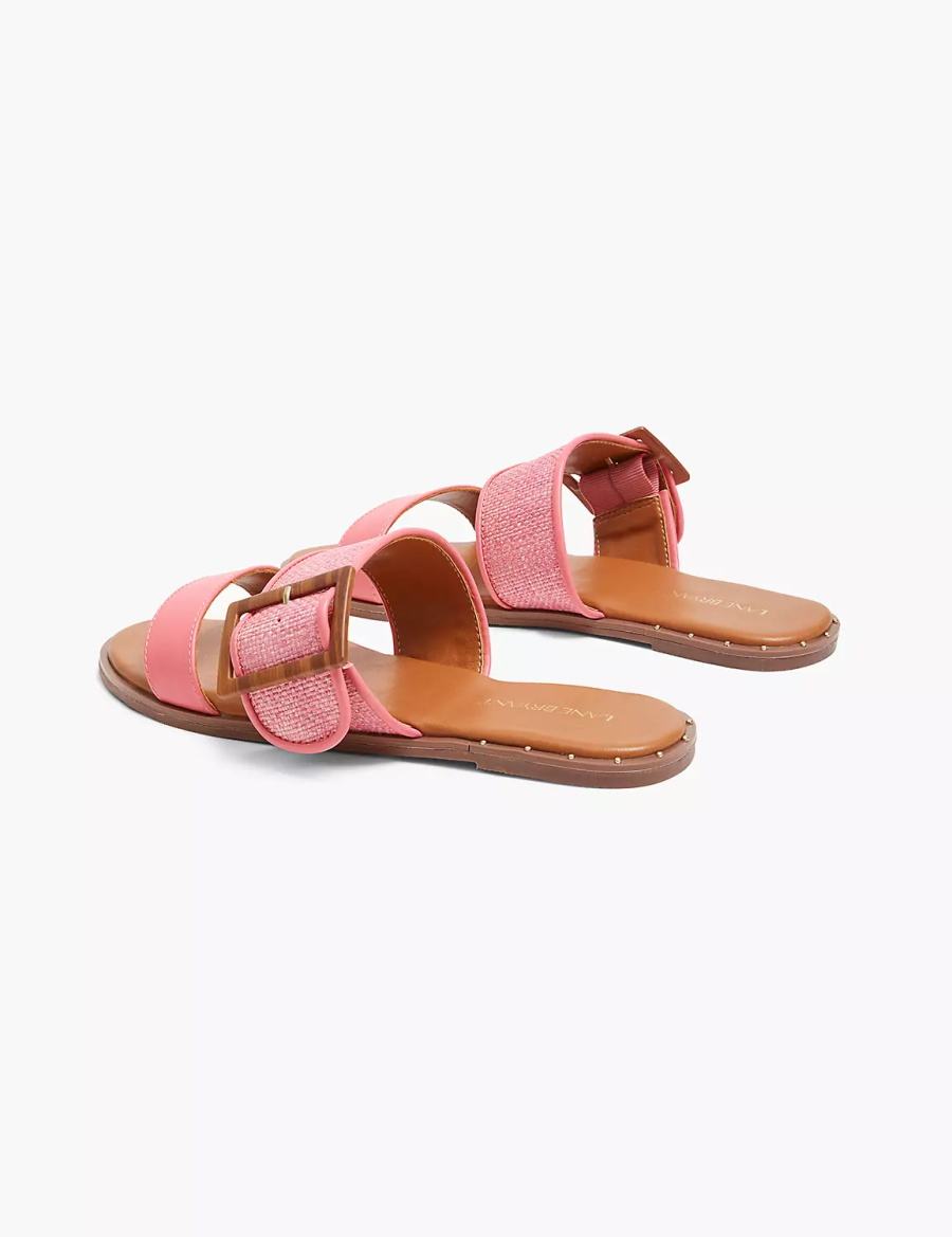 Women Lane Bryant Dream Cloud Buckle Slip-On Flat Sandals Coral | EWW817OL