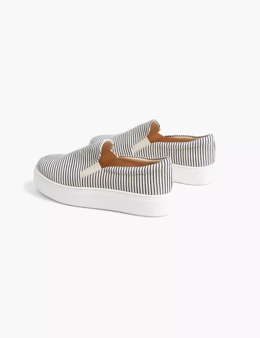 Women Lane Bryant Dream Cloud Striped Slip-On Platform Sneakers Blue | TGM3437PU