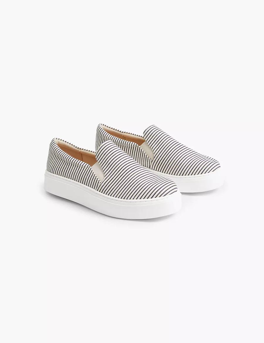 Women Lane Bryant Dream Cloud Striped Slip-On Platform Sneakers Blue | TGM3437PU