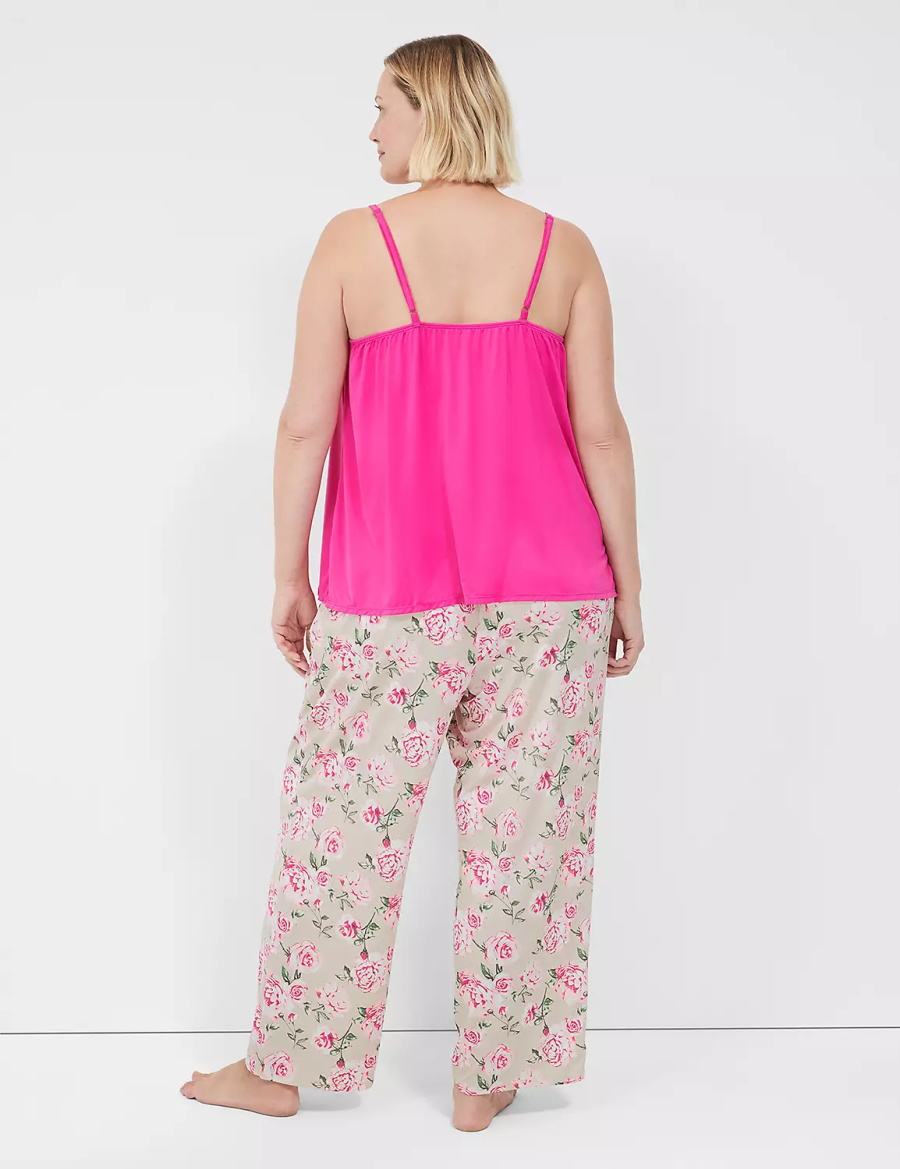 Women Lane Bryant DreamyCool Cami & Block Pant PJ Set Pajamas Rose Pink | OCU9594QD