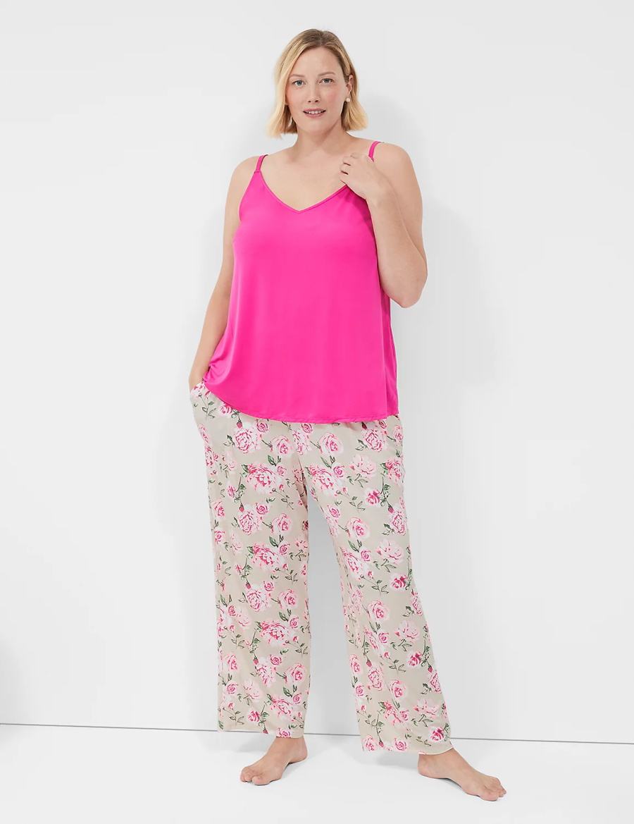 Women Lane Bryant DreamyCool Cami & Block Pant PJ Set Pajamas Rose Pink | OCU9594QD