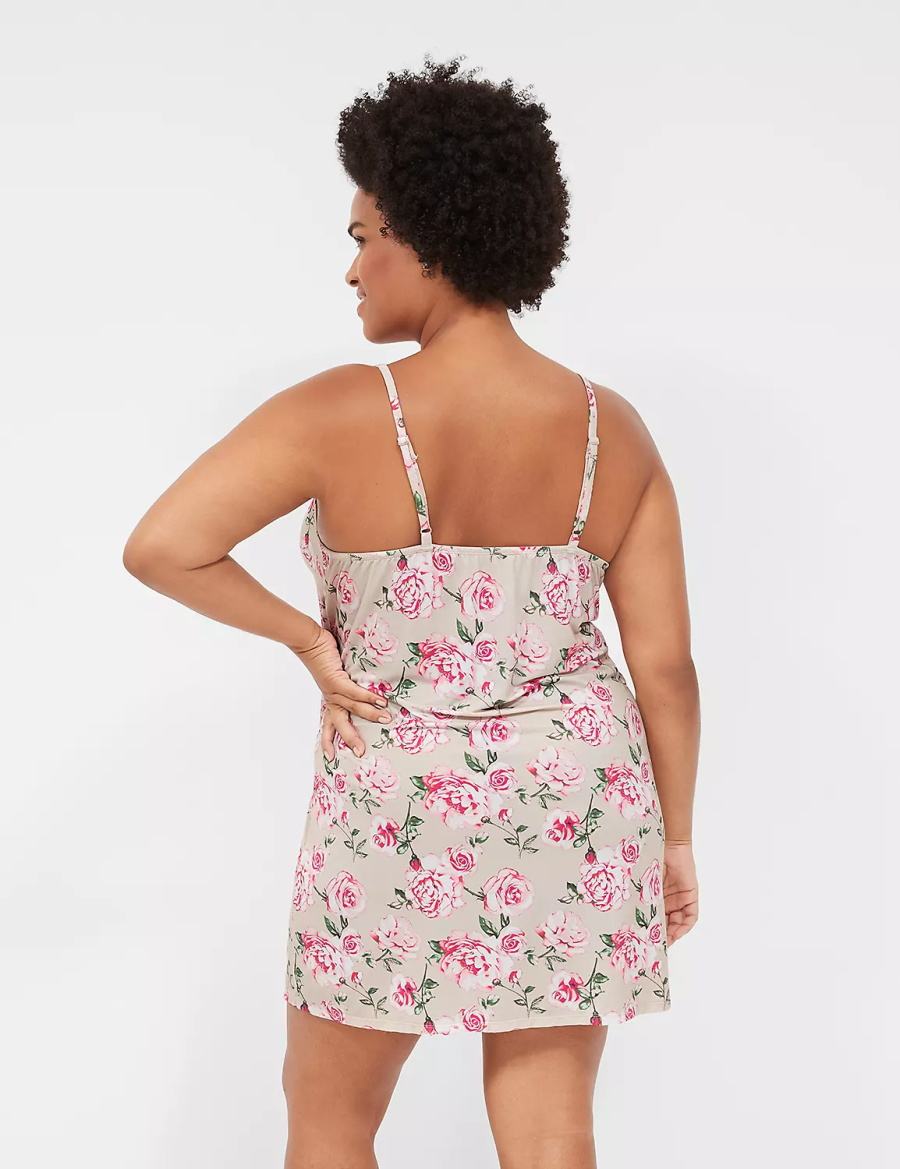 Women Lane Bryant DreamyCool Lace-Trim Chemise Dress Rose Pink | ATJ2565CT