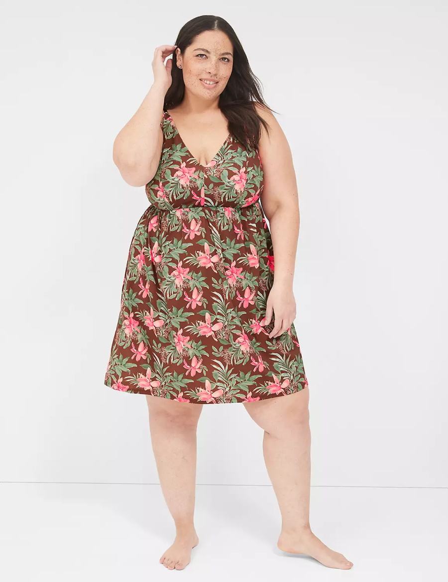 Women Lane Bryant DreamyCool Sleep Chemise Dress Green Multicolor | DLV429OP