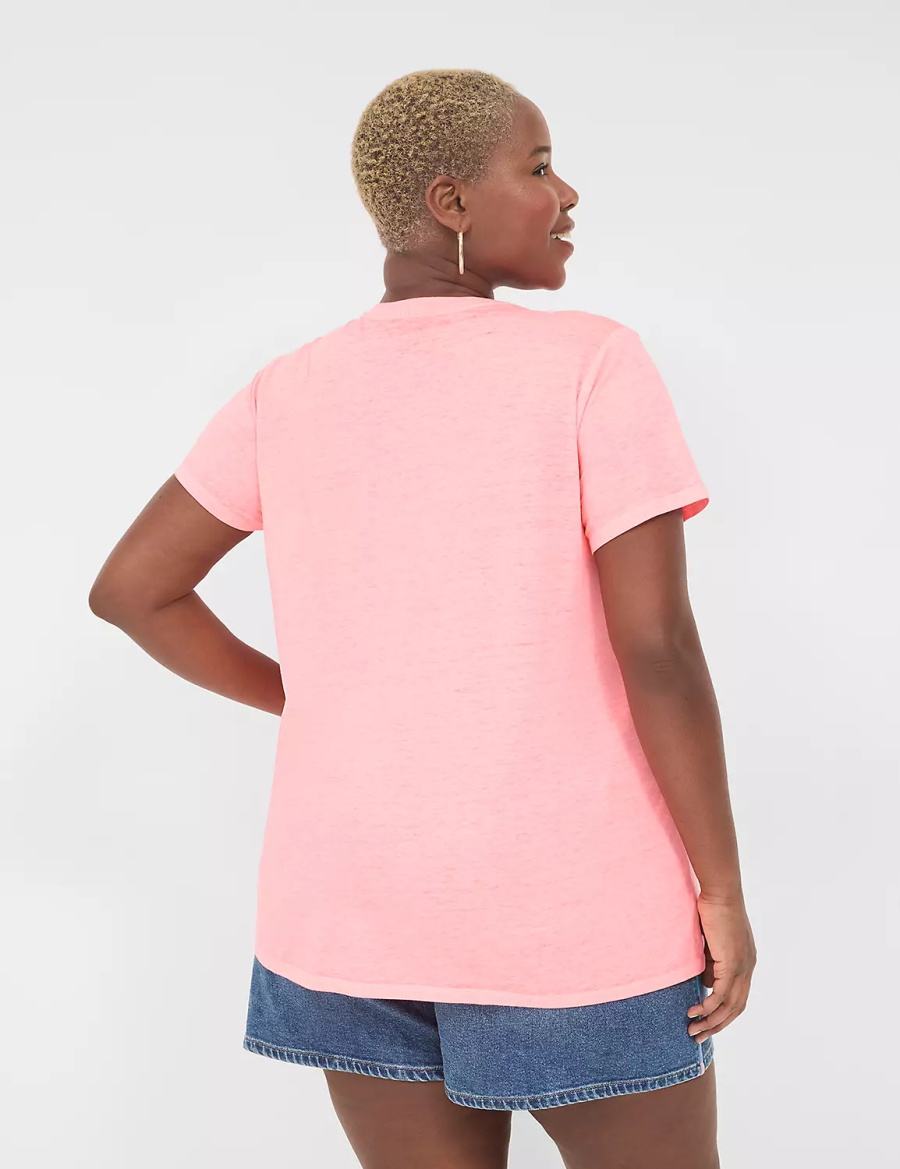 Women Lane Bryant Embroidered Sunkissed Graphic Tee Tank Top Light Coral | NXE4972BM