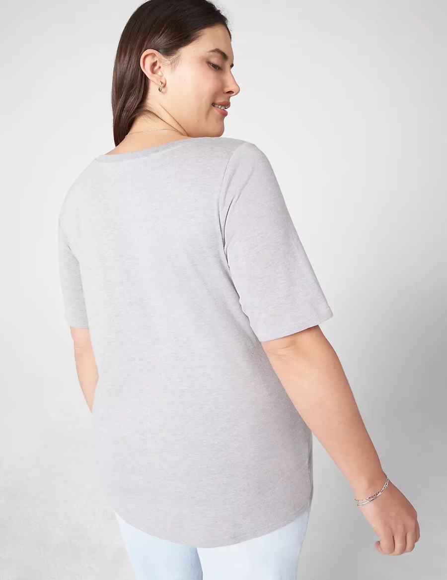 Women Lane Bryant Essential V-Neck Tee Tank Top Light Grey | GQY3554ZN