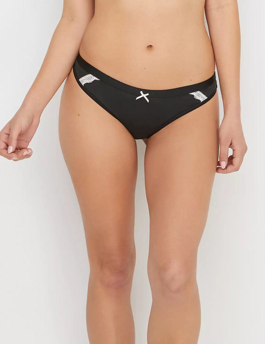 Women Lane Bryant Extra Soft Thong Panty Black | GCL4028KG