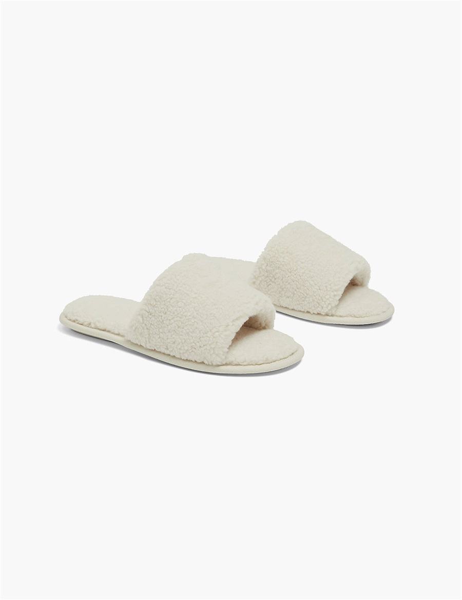 Women Lane Bryant Faux-Fur Slide Slippers Grey | PTB2435ZN