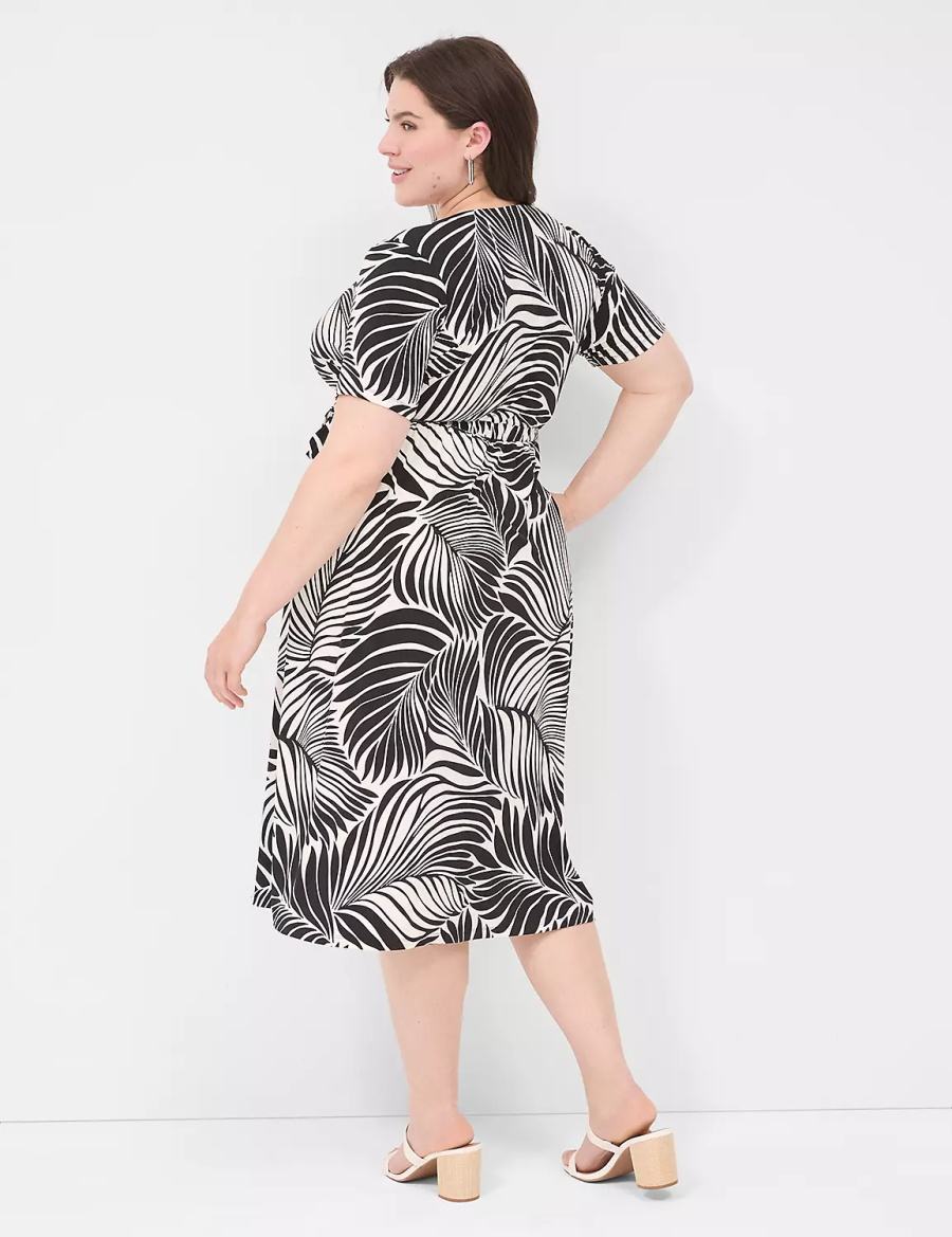 Women Lane Bryant Faux-Wrap Jersey Midi Dress Black | VTX1995EV