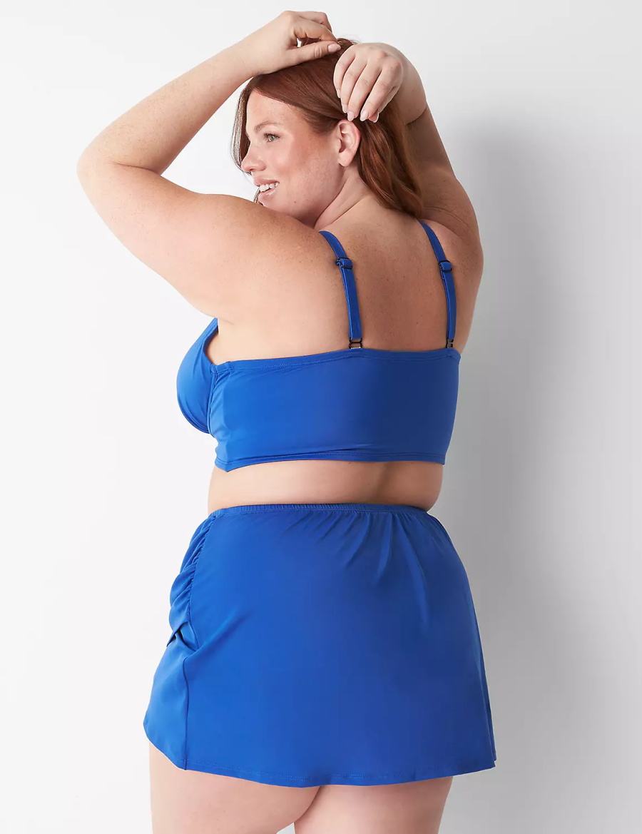 Women Lane Bryant Faux-Wrap Swim Skirts Blue | KTS3119ZT